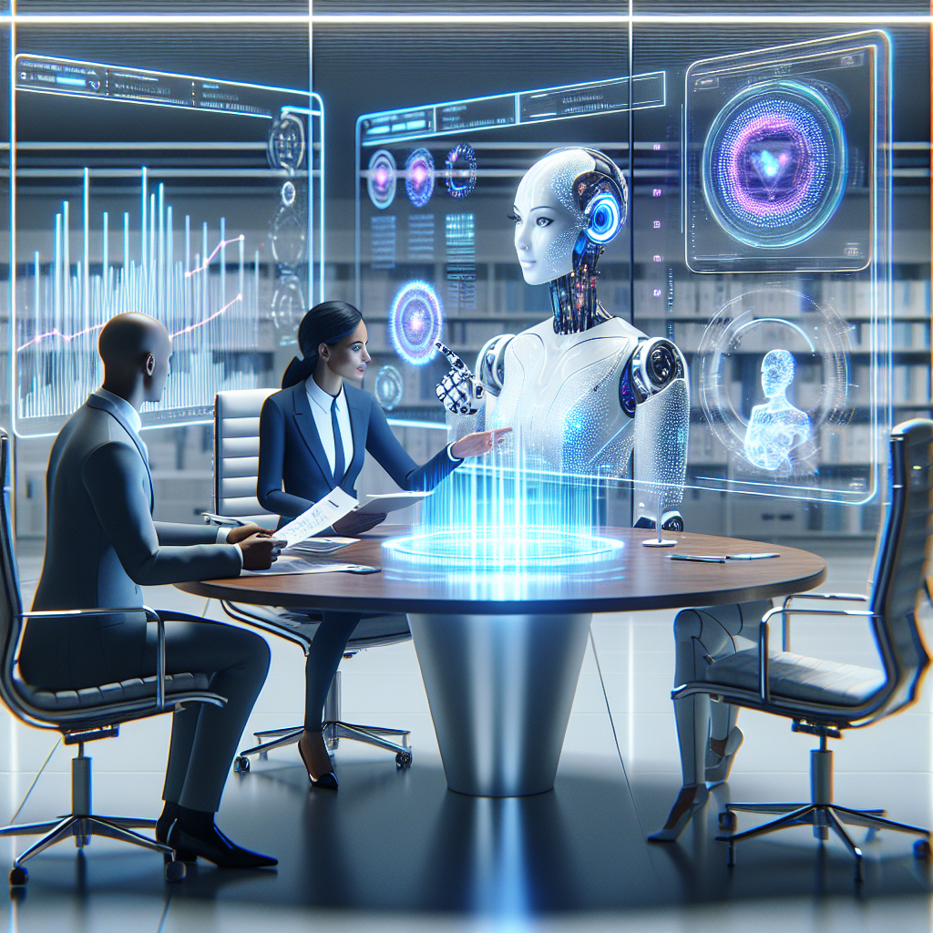 A futuristic scene showing accountants collaborating with AI tools, emphasizing enhanced productivity, accuracy, and strategic business advising in a modern office setting.
